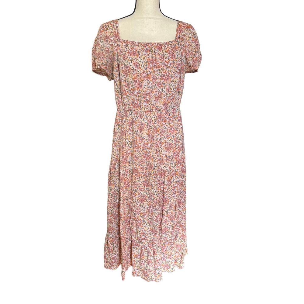 Indigo Rose Floral Peasant Dress